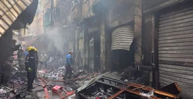 حريق سوق المنشية بالإسكندرية