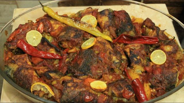 طاجن السمك بالبطاطس
