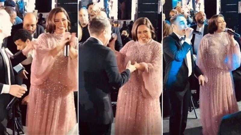 شيرين تحتفل بطريقة هستيرية مع حسام حبيب بنجاح حفلها في جدة