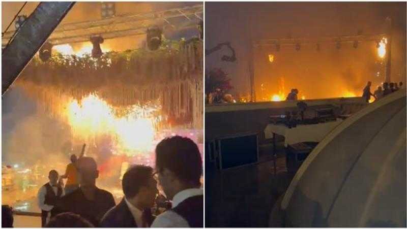 كارثة.. حريق هائل يلتهم قاعة أفراح داخل فندق شهير بمدينة نصر والعرسان هربوا.. فيديو