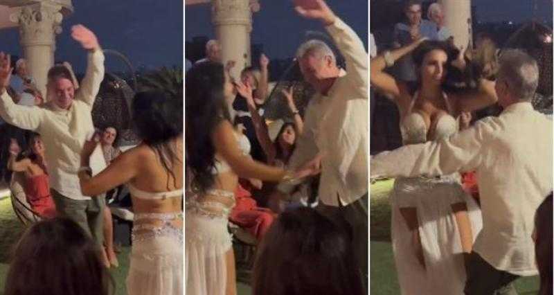 أحدث ظهور له.. محمود حميدة في وصلة رقص مع راقصة شرقية.. فيديو