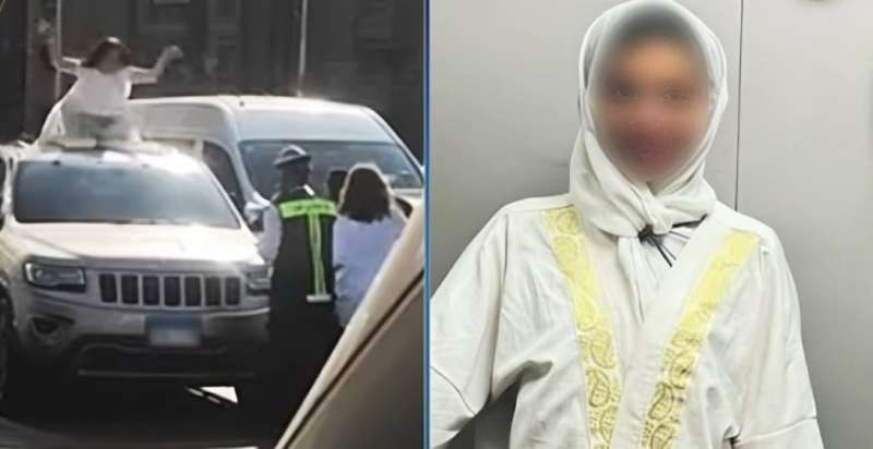 فتاة أجنبية تثير الفوضى على كوبري أكتوبر، القبض عليها وإحالتها للنيابة