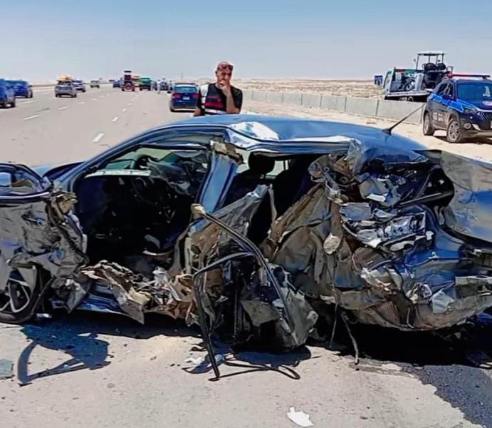 مأساة على طريق العلمين، فقدان أسرة كاملة بسبب السرعة المفرطة