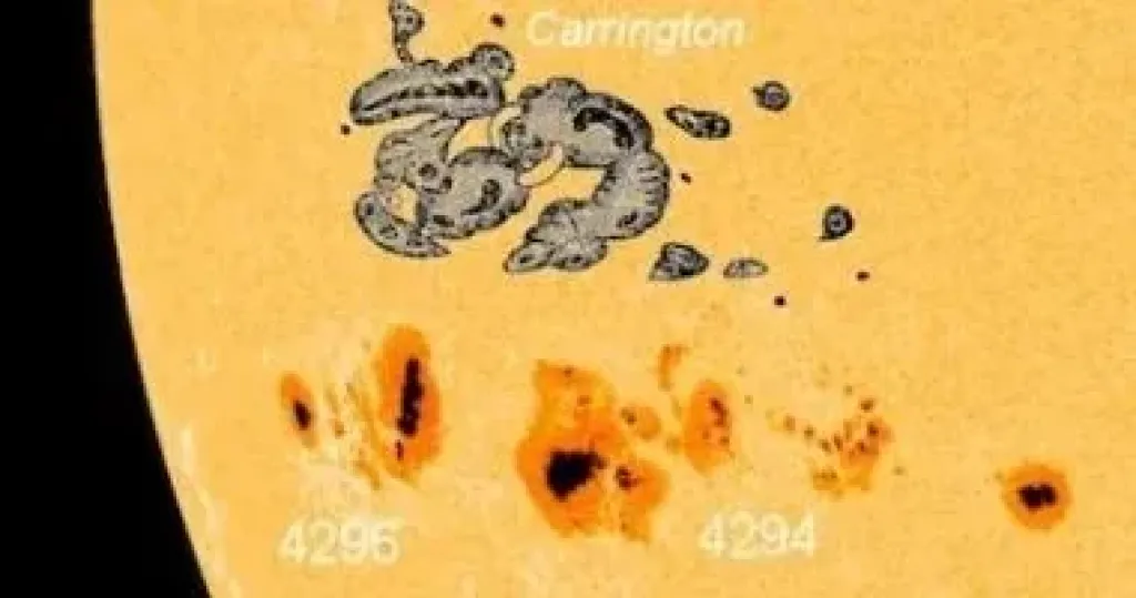 البقع الشمسية على سطح الشمس