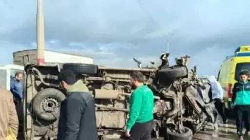 وفاة فتاتين وإصابة ثلاثة في انقلاب سيارة على طريق كفر الشيخ - طنطا
