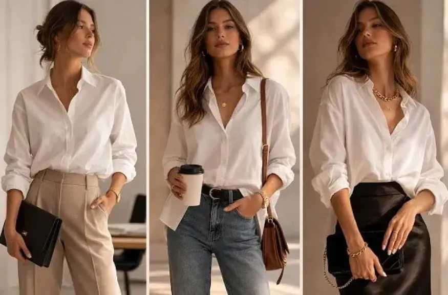 الشميز الأبيض.. قطعة كلاسيكية بأساليب تنسيق مبتكرة لصيف أنيق