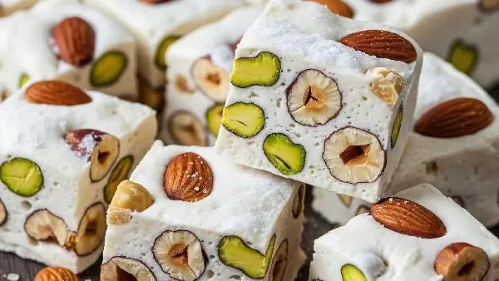 طريقة عمل النوجا بالمكسرات في المنزل.. حلوى شهية بخطوات سهلة