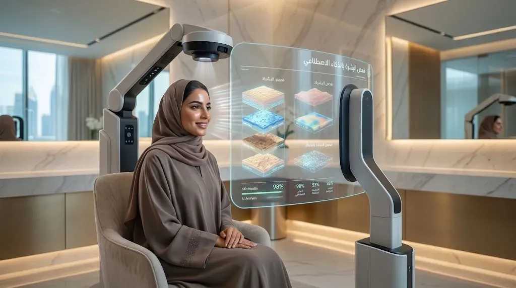 جمالكِ بالبصمة الحيوية: ثورة مستحضرات التجميل المخصصة بالذكاء الاصطناعي في الرياض ودبي 2027