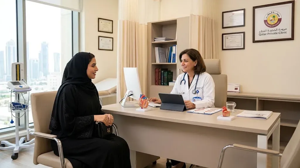 استشارة طبية متقدمة لامرأة قطرية في إحدى مستشفيات الدوحة الخاصة