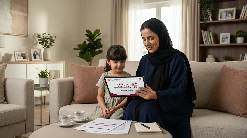 امرأة قطرية تخطط لمستقبل عائلتها المالي عبر برامج التكافل والادخار في قطر