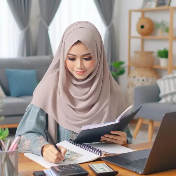 امرأة سعودية تخطط لميزانيتها الشهرية وتراجع مصروفات الأسرة باستخدام دفتر وقلم وآلة حاسبة – موقع أنا حوا