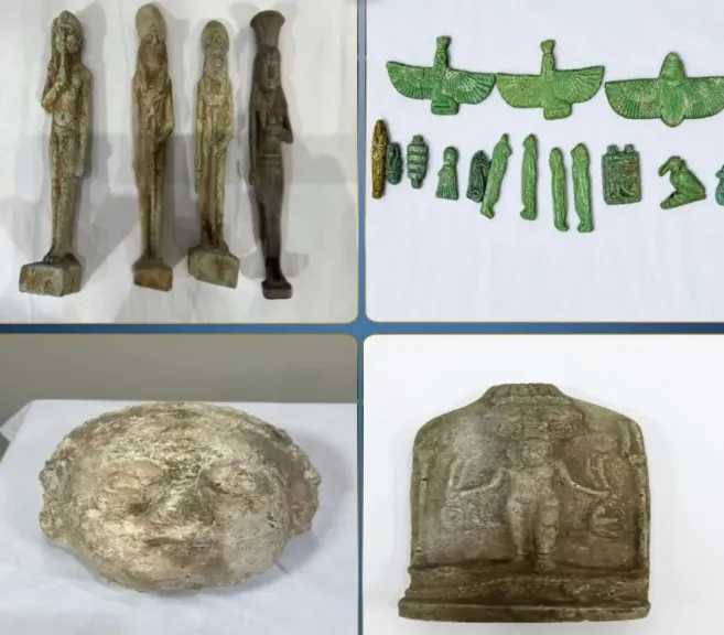 ضبط 521 قطعة أثرية من العصور الفرعونية واليونانية والرومانية في المنيا