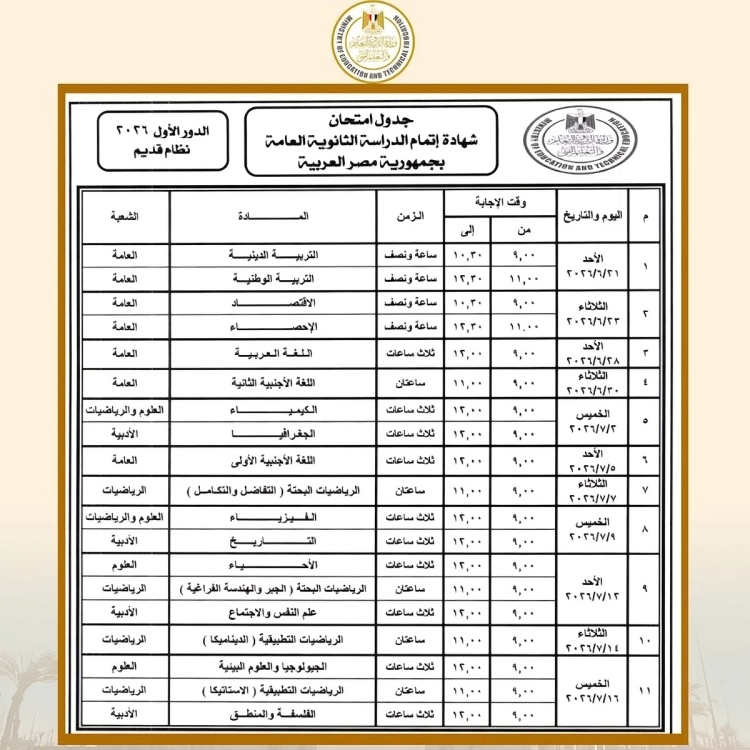 امتحانات الثانوية العامة
