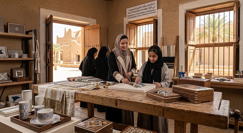 استثمار رائدات الأعمال السعوديات في التراث والصناعات الإبداعية بالدرعية. 